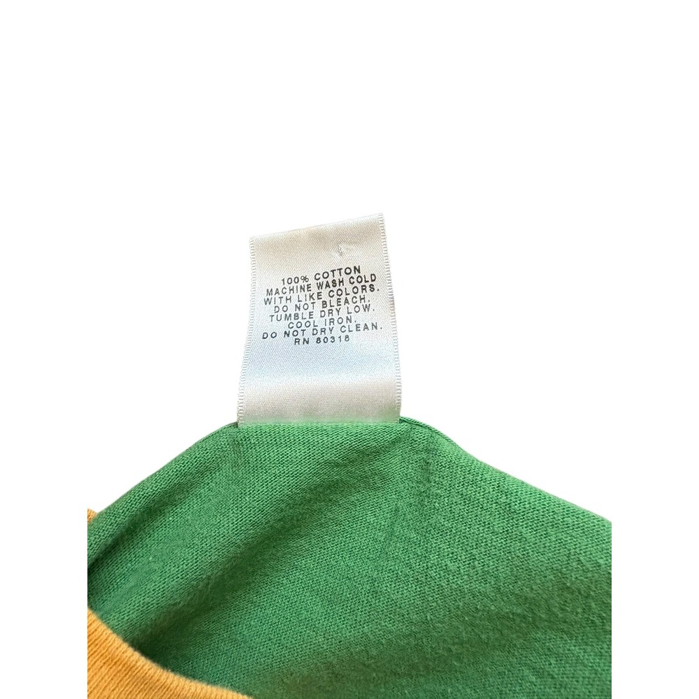 Lucky Brand Y2K Raglan Tee‎ Green Yellow Graphic Retro Men's Medium - Picture 7 of 7
